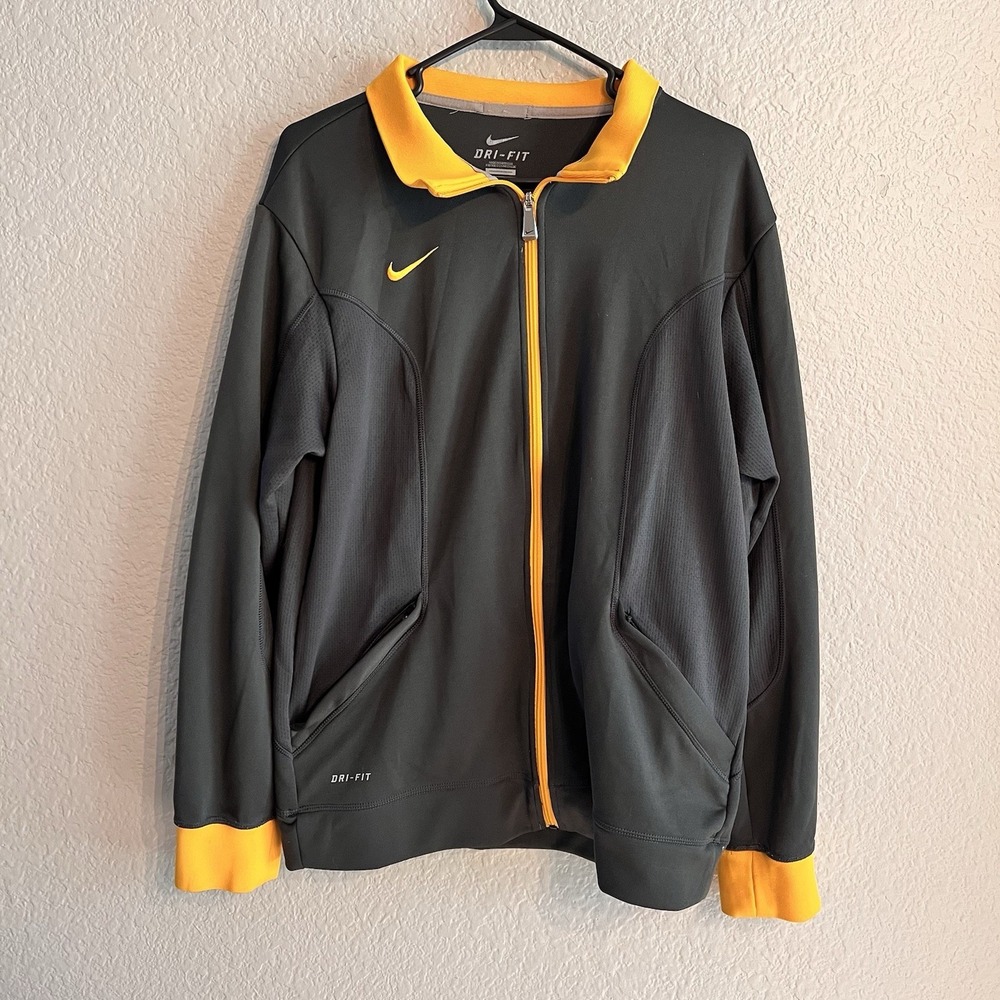 Nike Dri-fit Gray/yellow Zip Up Jacket Women's Size‎ Oversized Small